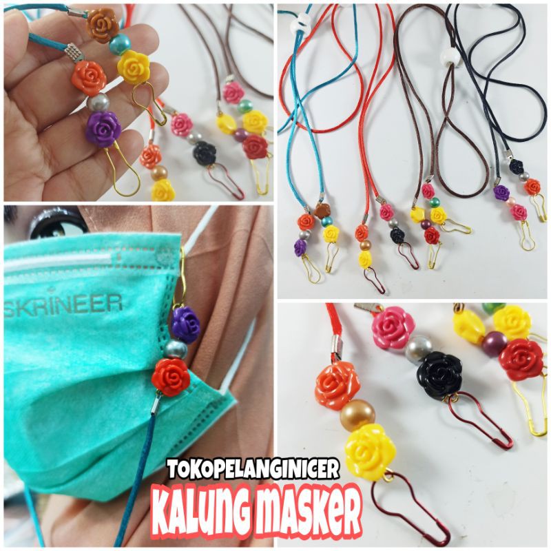 STRAP MASKER MAWAR MUTIARA MIX WARNA/ KALUNG MASKER TALI GANTUNGAN Rantai MASKER/STRAP MASK CHAIN