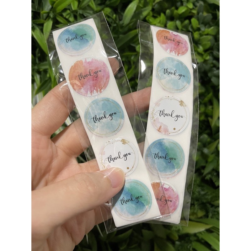(50pcs) Stiker Thank You Bulat size 2,5cm / Thank You stickers Olshop etc-Color Splash 50pcs