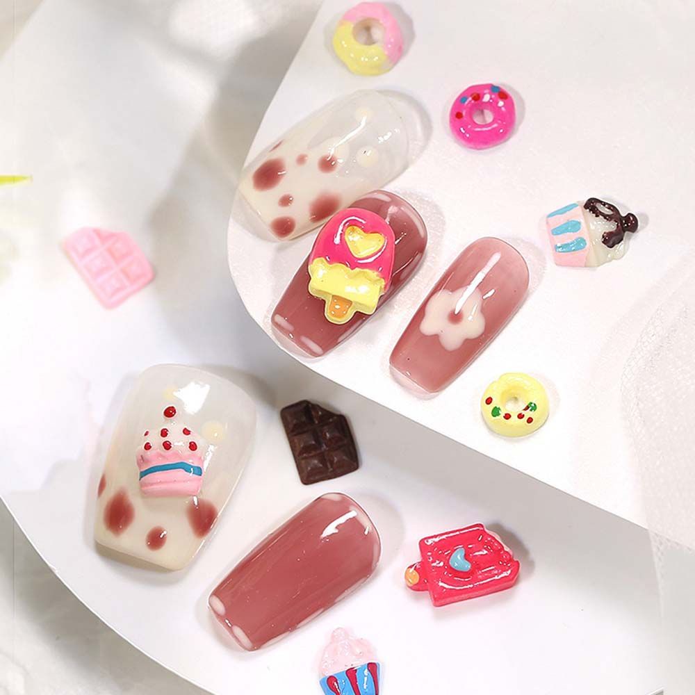 Mxbeauty Ornamen Bentuk Es Krim / Kue / Donat / Cokelat 3d Gaya Jepang Untuk Dekorasi Nail Art