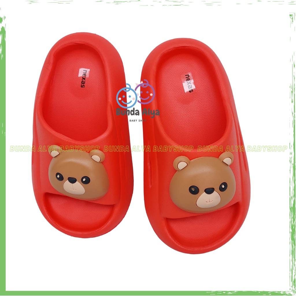 Sendal Anak Laki Laki Usia 1 2 3 4 5 Tahun BEAR MERAH Karet Anti Licin - Sendal Anak Cowok Model Tali Belakang Motif Kartun Lucu Karet Anti Licin Size 18-29