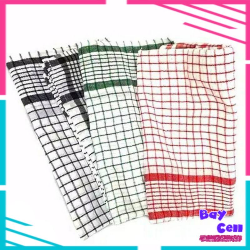 Lap Serbet Makan Piring Dapur Motif Kotak Kotak