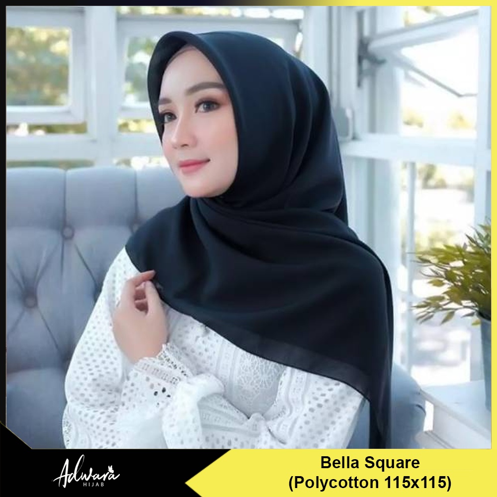 Bella Square Polycotton / Jilbab Segiempat Premium (Tegak di dahi)