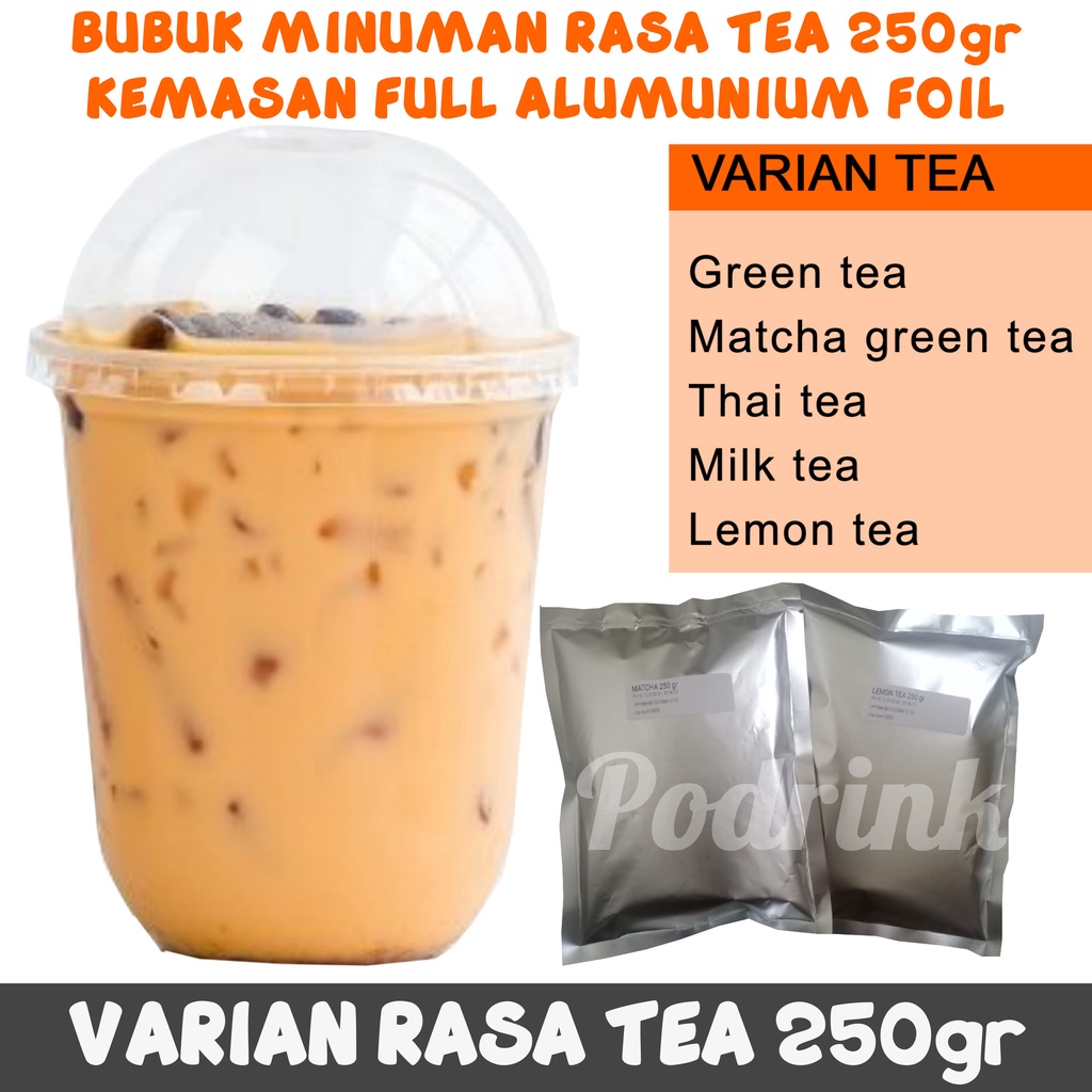 

Bubuk Minuman 250gr Murah Varian Tea Untuk Boba, Esblend, Jellydrink dsb (mix gula)