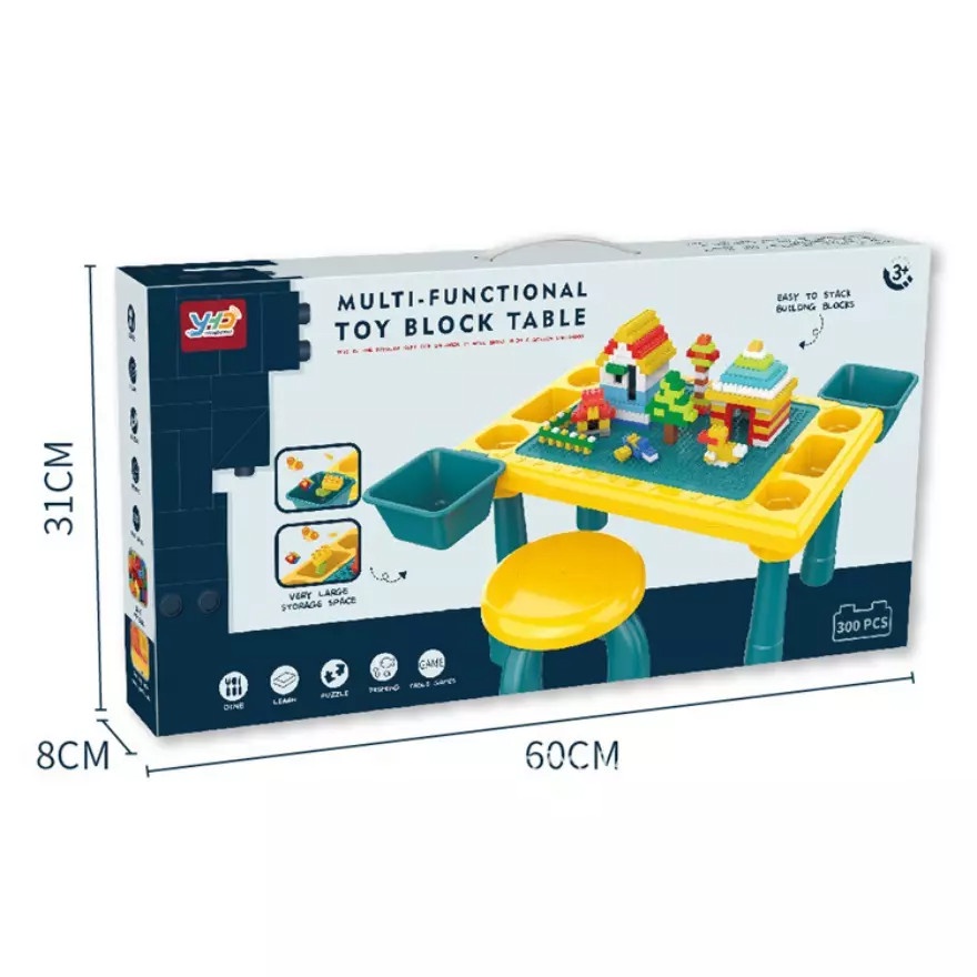 MWN Mainan MultiFunctional Toy Block Table 300 pcs incl Bangku No.669-29