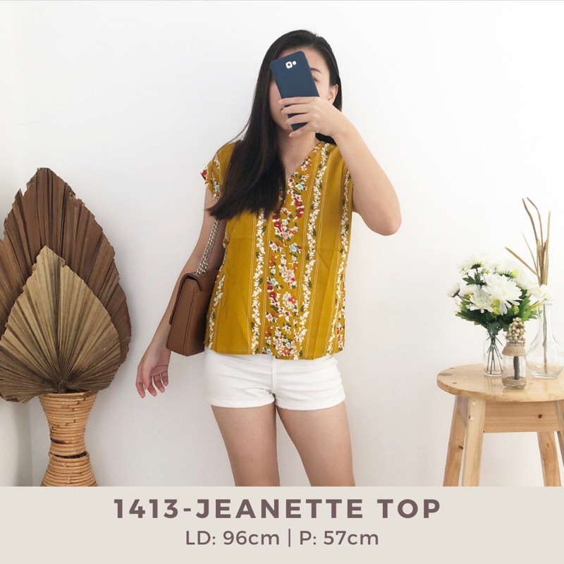 [DE MODA SHOP] 1413 Jeanette Top / Atasan Baju Blouse Wanita / Rayon Motif Batik