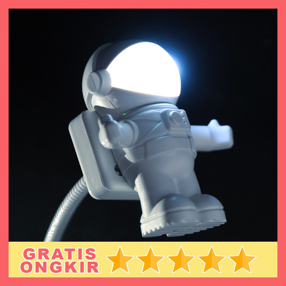 Lampu LED USB Night Light Lamp Flexible Spaceman Astronaut Hias USB Meja X01 Eshoo Gray Grab Medan