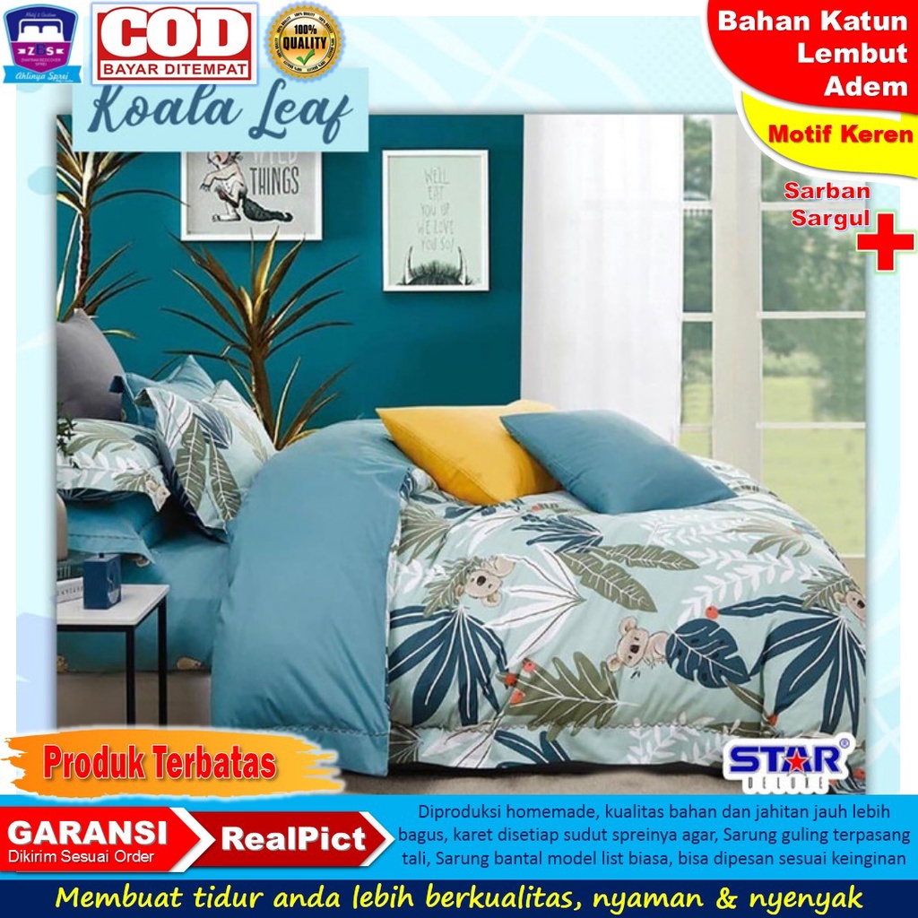 SPREI MOTIF KOALA LEAF HEWAN DAUN SEPRAI MURAH