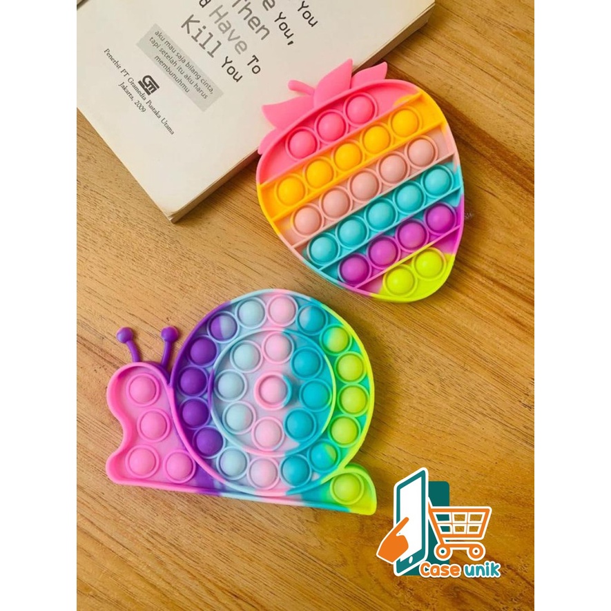 pop it fidget push bubble toys gelembung 3d rainbow pelangi karakter mainan anak CS3076