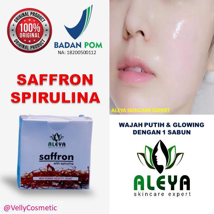 "ALEYA" SABUN SAFFRON / SAFRON SPIRULINA SABUN GLOWING PEMUTIH WAJAH PENGHILANG FLEK HITAM JERAWAT