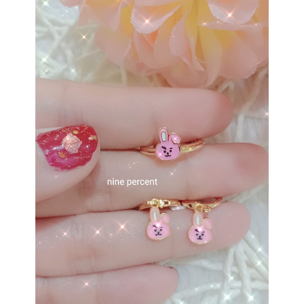 SET PERHIASAN ANAK CINCIN DAN ANTING KARAKTER BT* KOREA