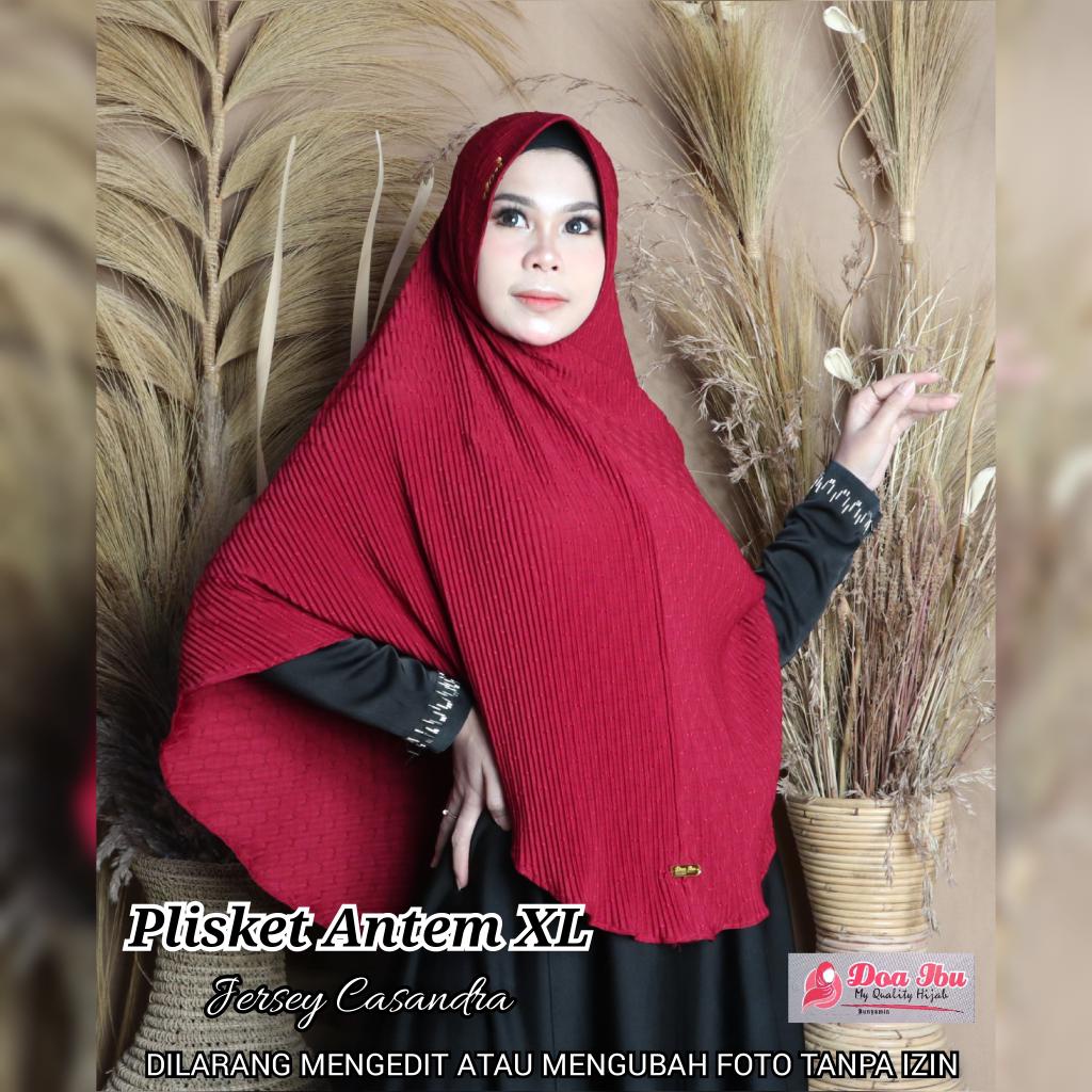NEW LAGI  JILBAB CASSANDRA PET ANTEM PLISKET XL II HIJAB DOI ORI