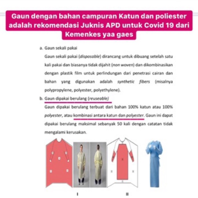 APD Jubah Operasi Surgical Gown Reusable + Topi Masker