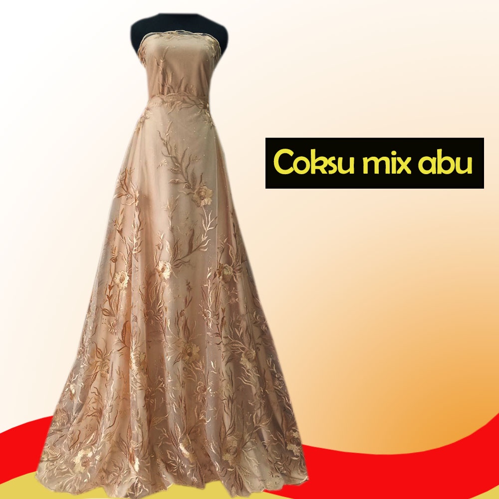 bahan kain brokat tile kebaya meteran premium mewah motif bunga salur terbaru cocok untuk lamaran pernikahan pesta keluarga arisan wisuda