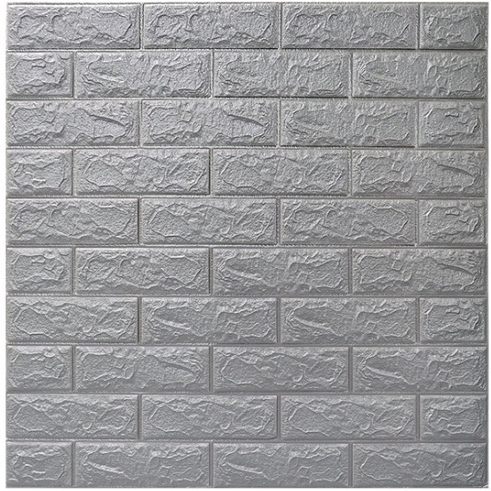 DIY Wall foam Stiker 3D Dekorasi Kamar Rumah / wallpaper Dinding Kamar Tidur batu bata-ZW-5 perak