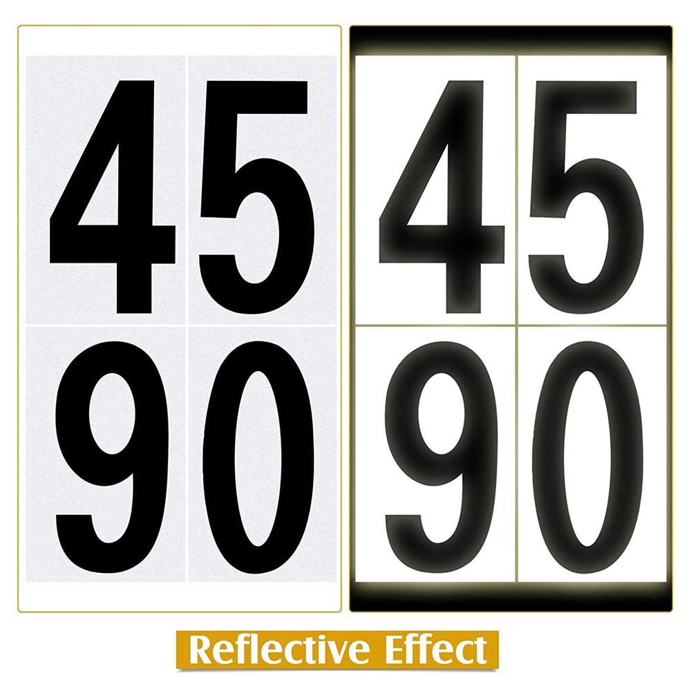 Lanfy Number Sticker Reflektif Number 0-9 Self-adhesive Tahan Air Reflektif Dekorasi Angka Alamat