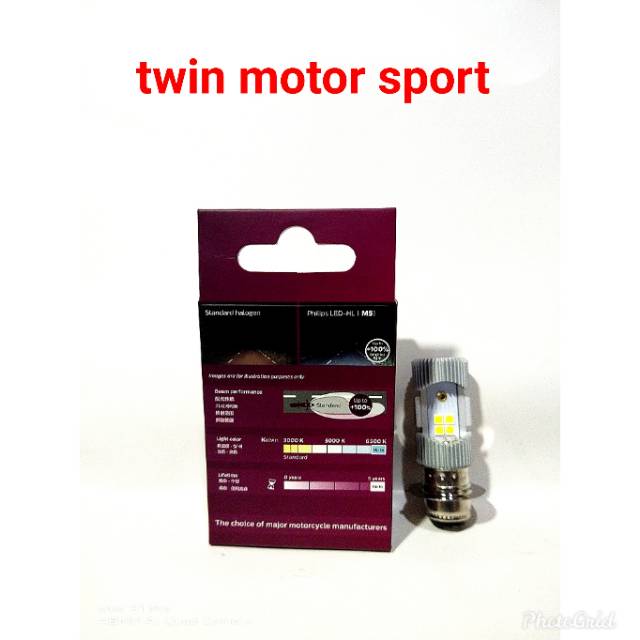 Lampu LED motor Philips M5 H6 DC kaki1 6500k PUTIH 100% original Philips Bebek Matic Mio series Fino Vario beat vario 125 spin nex shogun satria smash dll-1