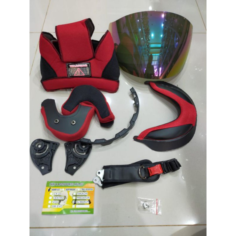 Busa helm kyt dj maru full set busa pipi busa leher busa kepala tali kaca helm KYT DJ maru