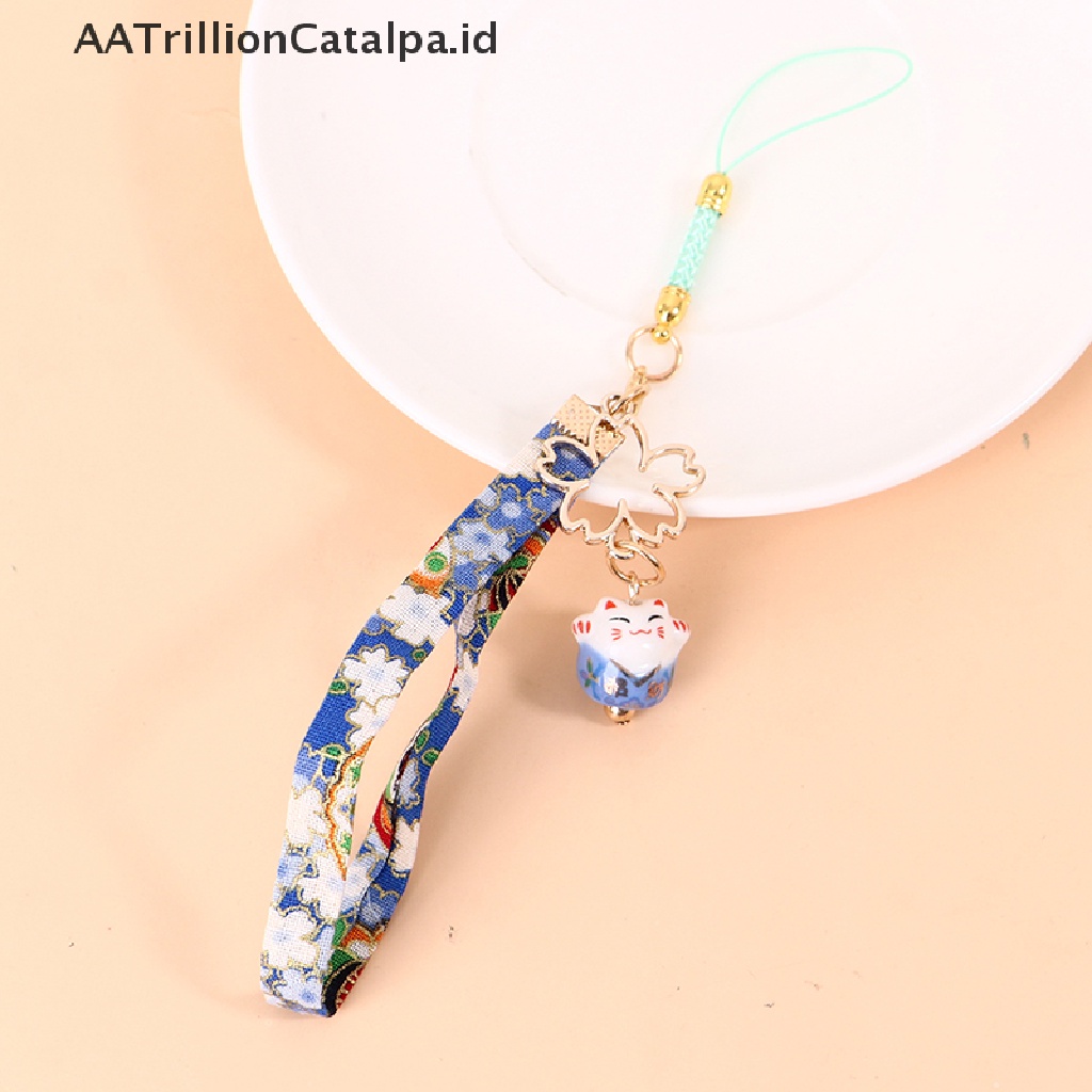 Aatali Lanyard Motif Kucingbungalonceng Gaya Jepang Untuk Smartphone