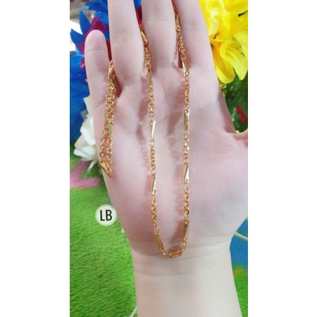 Kalung Rantai Padi Warna 24 Karat Gold Kalung Wanita 50 Cm Lapis Emas Anti Karat N21092104