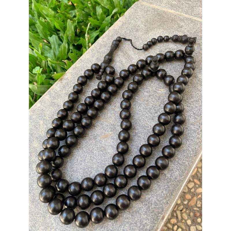 TASBIH KAYU BERTUAH GALI KELOR HITAM SERAT BESI SIZE 8 MM KUALITAS SUPER 100 % ASLI TERMURAH