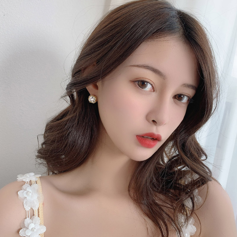 Anting Kristal Persegi Berlian Berkilau Untuk Wanita Korea simple fashion