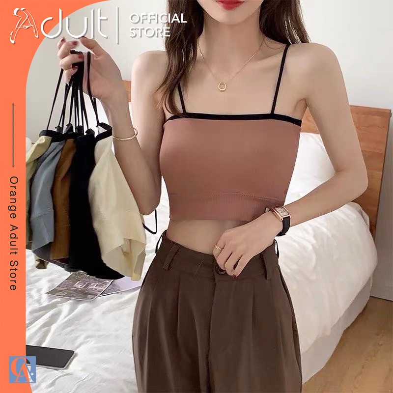 ORANGE ADULT Bra Kemben Crop Top Sexy Tanktop Korean Style Model Tali Motif Salur B008