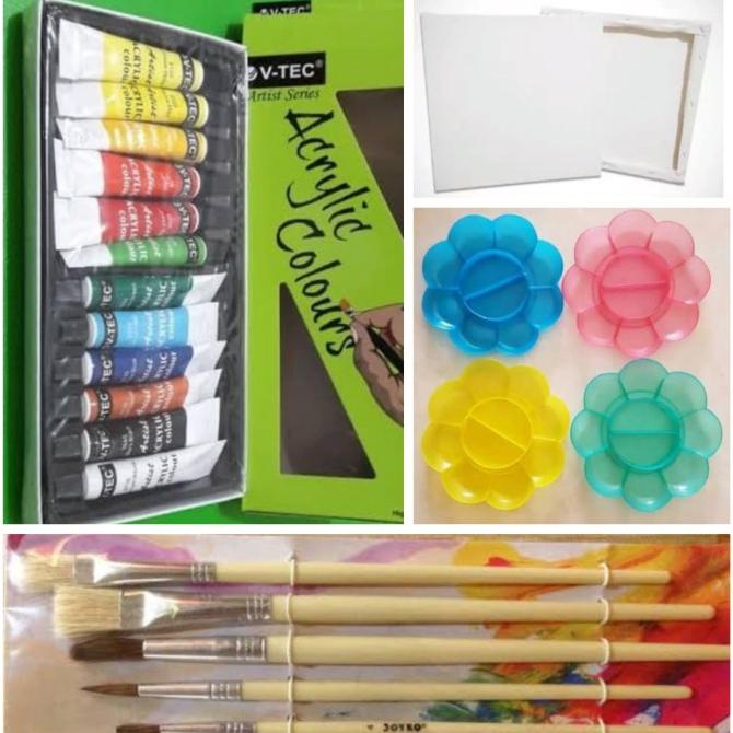 

TERBARUU!! Paket Lukis Kanvas (kanvas 30x40+kuas+palet+cat akrilik) SALE
