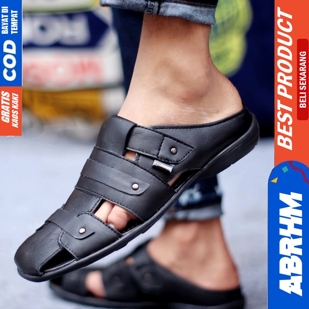 Sepatu Sandal Casual Kulit Asli Bustong Tutong Sendal Slop Original Murah Terbaru Kekinian