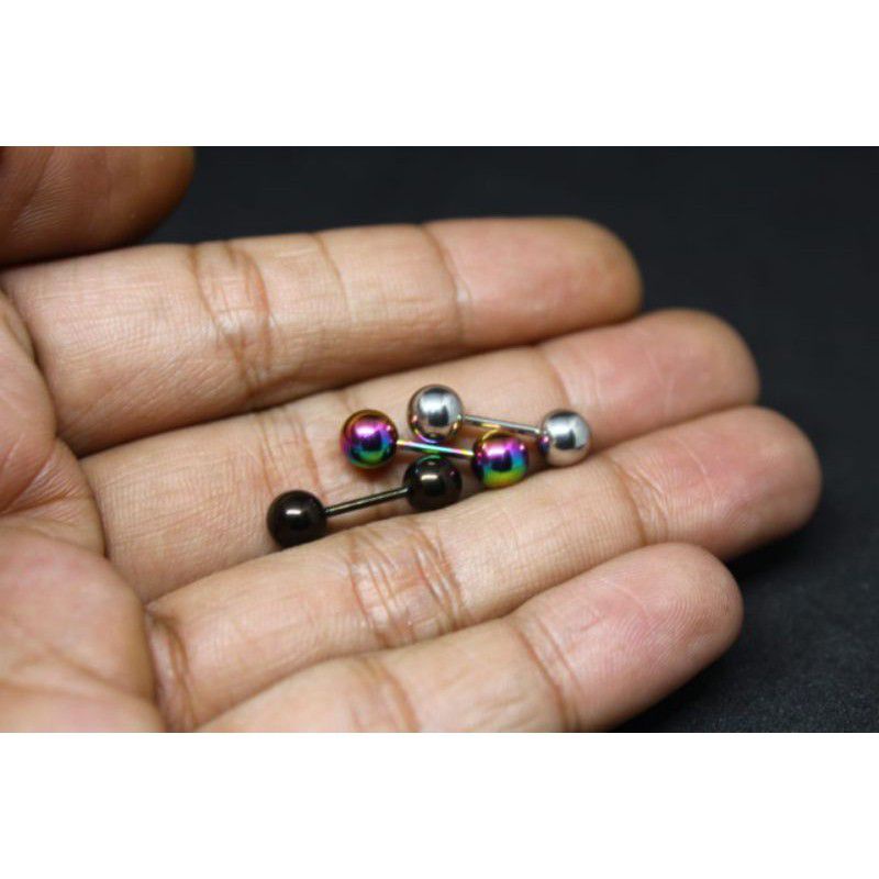 Anting barbel lidah Bandul Besar / Anting Barbel 1cm / Tindik Lidah Titanium