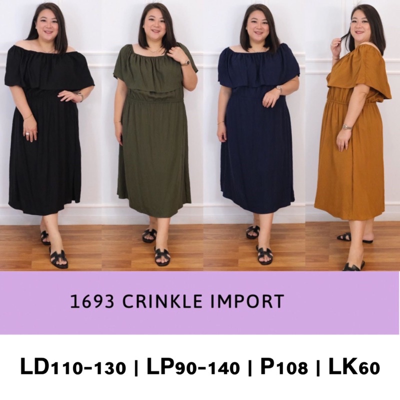 JUMBO 1693 ATIRA DRESS BIGSIZE MATERIAL CRINGKLE IMPORT FIT TO XXL MIDIDRESS