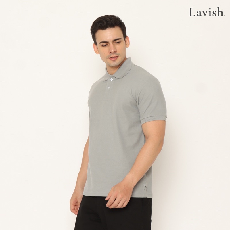LAVISH Basic Polo Shirt / Abu abu / Kaos Polo Pria
