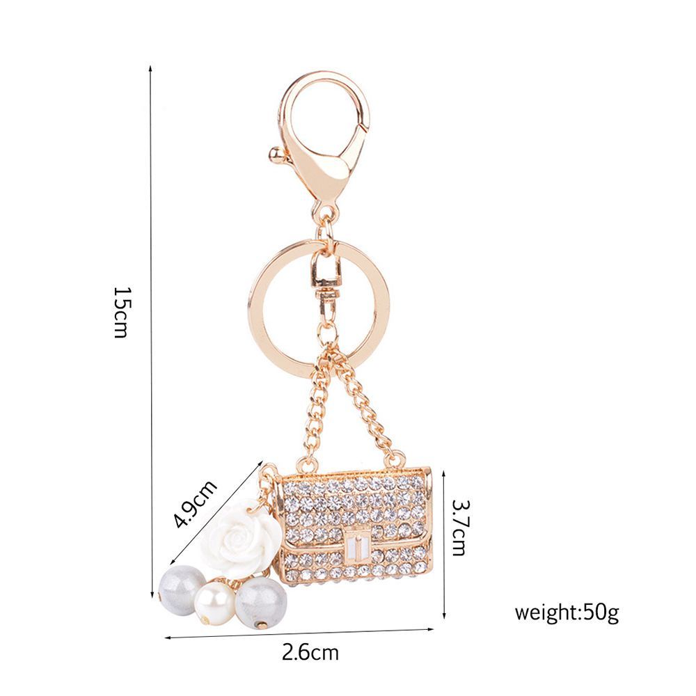 Needway  Trendy Handbag Women Jewelry Key Chains Gold 15cm Rhinestone Alloy Charming Crystal Purse/Multicolor