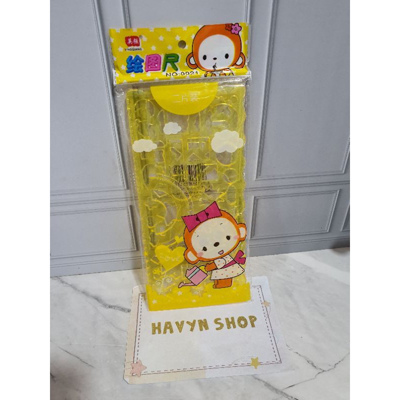 garisan isi 2 pcs untuk cetak gambar/garisan sablon/penggaris design/siru/penggaris set 2-Kuning