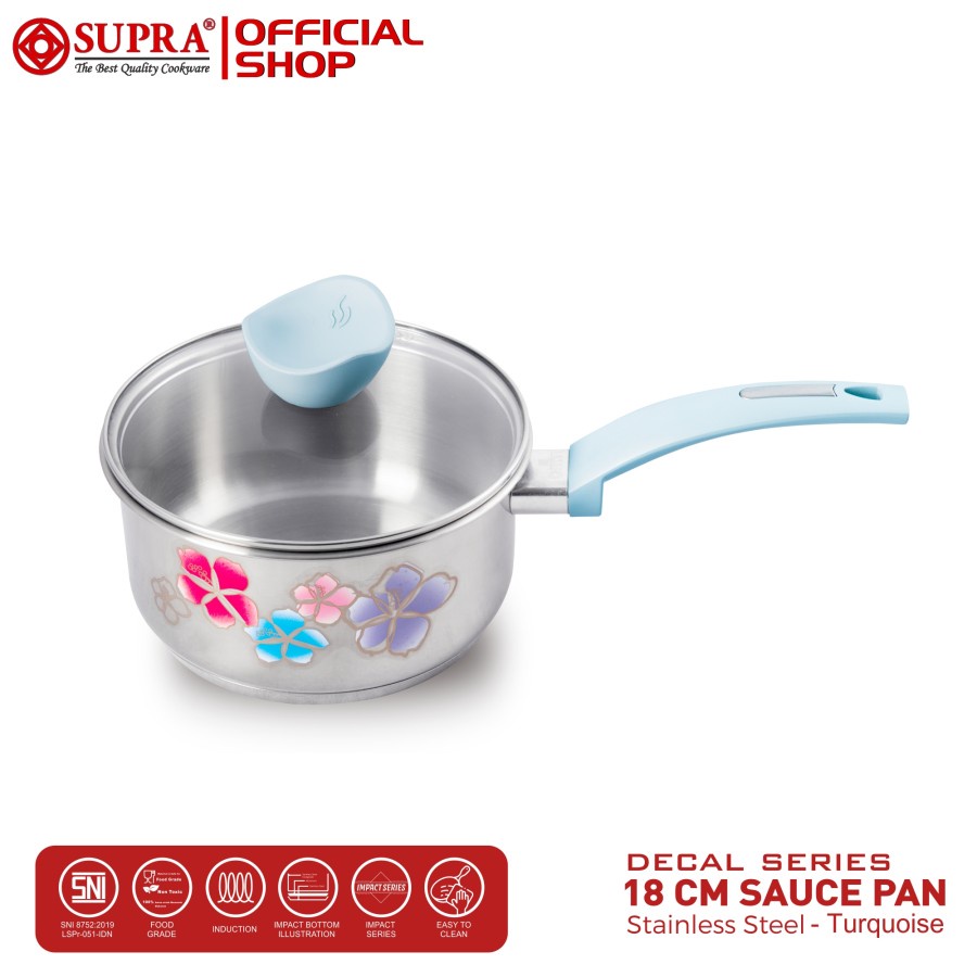 SUPRA Panci Stainless Steel Sauce Pan 18 Cm Floral Decal