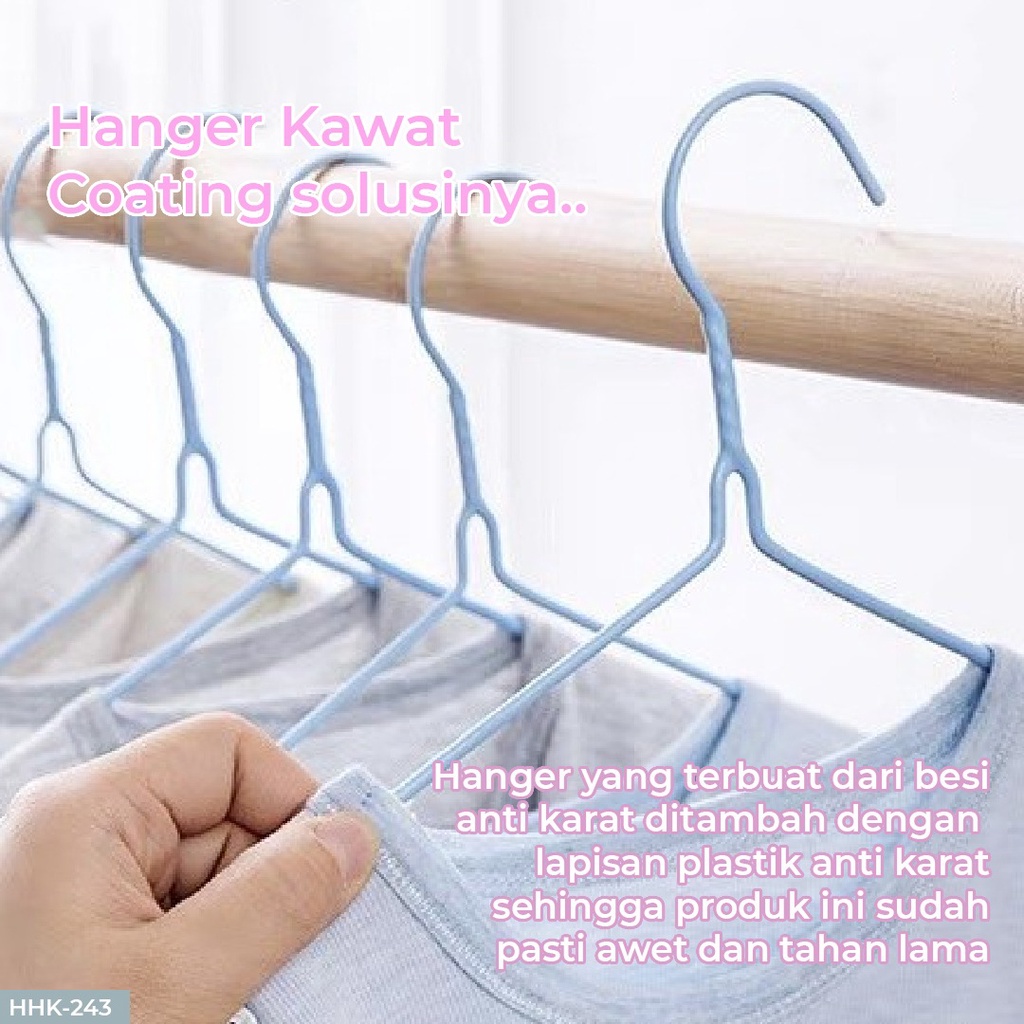 Gantungan Baju Kawat Hanger Coating Isi 10pcs