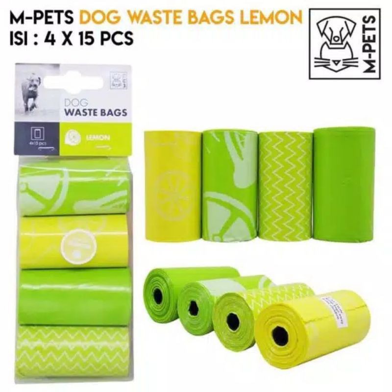 M-Pets Dog Waste Bags Plastik Pub Anjing Kucing / Mpets Waste Bag 60pcs