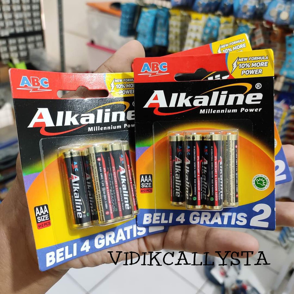 BATU BATTERY BATREI ORIGINAL ABC ALKALINE AAA A3 ISI 6PCS ABC A3