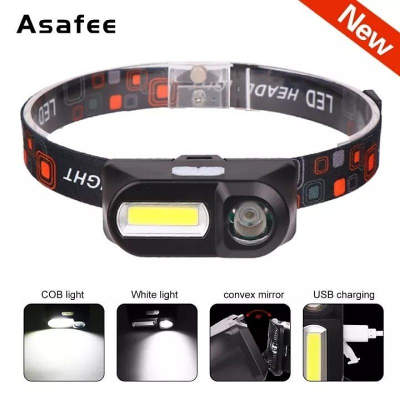 Headlamp Flashlight Headlight Senter Kepala Rechargeable KX 1804 High / senter kepala 2 tombol