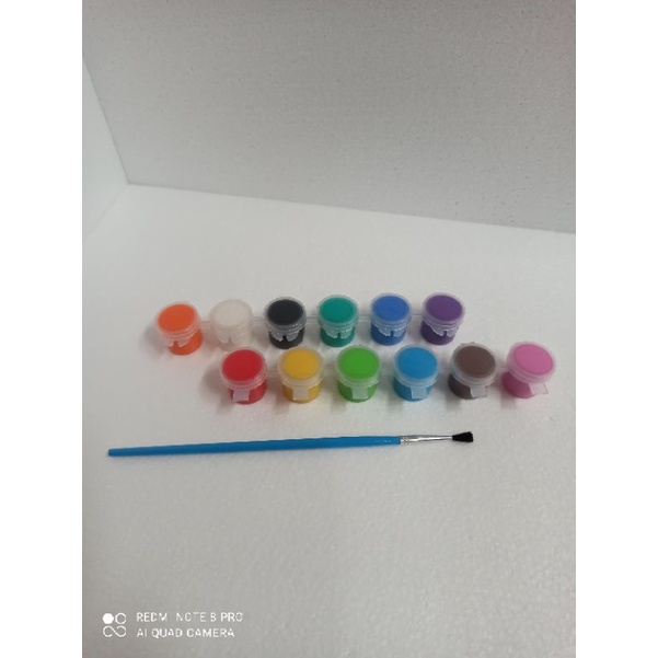 

cat lukis akrilik cat kanvas cat sterofoam mewarnai 12 warna + 1 kuas