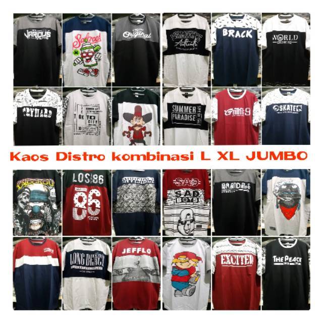  Grosir  kaos  distro L XL jumbo  min 4 pcs Shopee Indonesia