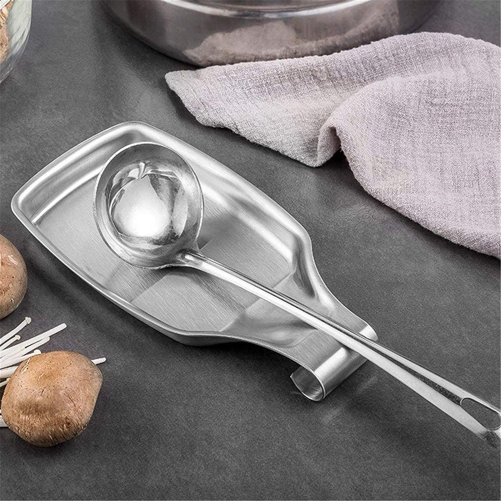 [Elegan] Sendok Istirahat Kompor Top Home Stainless Steel Alat Makan Heavy Duty Meja Spatula Stand