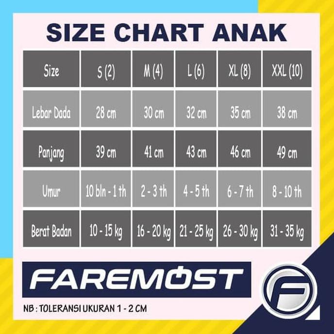 FAREMOST KAOS POLOS ANAK LAKI-:LAKI RAGLAN LENGAN 3/4 PUTIH -WARNA