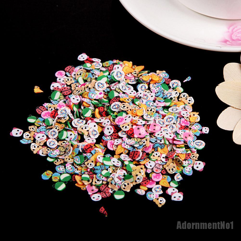 (Adornmentno1) 1000pcs / Set Stiker Polymer Clay 3d Untuk Dekorasi Nail Art / Manicure