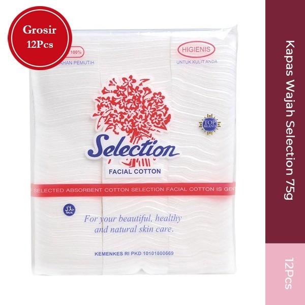 Pembersih Make Up Kapas Wajah Selection 75Gr Grosir 12Pcs