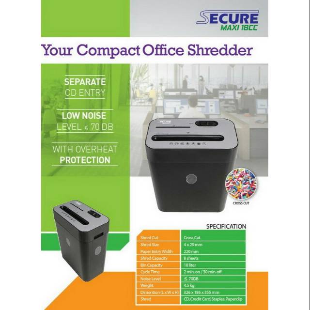 Secure Maxi 18CC Cross Cut - Paper Shredder/Mesin Penghancur Kertas