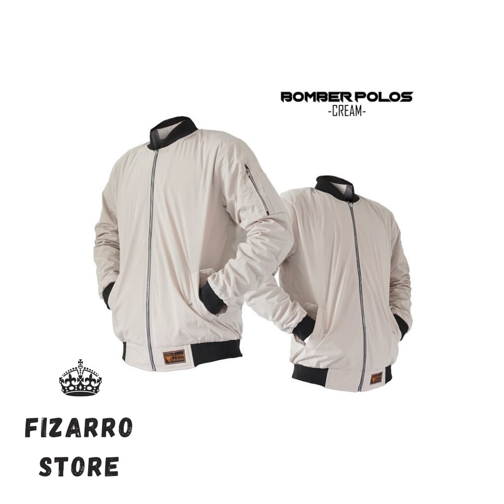 JAKET BOMBER POLOS - CREAM, L