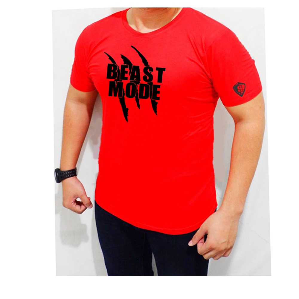 Baju gym kaos fitness pria beast mode setrit ketat