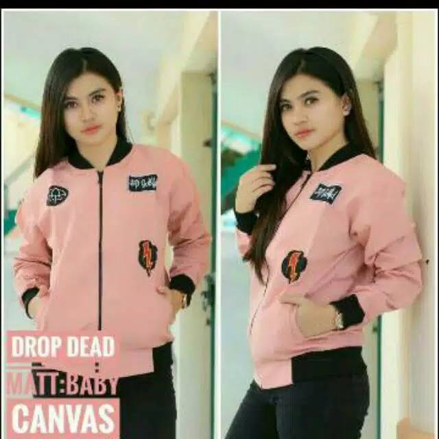 Jaket Cewek- DROP DEAD BOMBER-Jaket Murah- Jaket Kekinian- Jaket Lucu- Jaket Hoodie