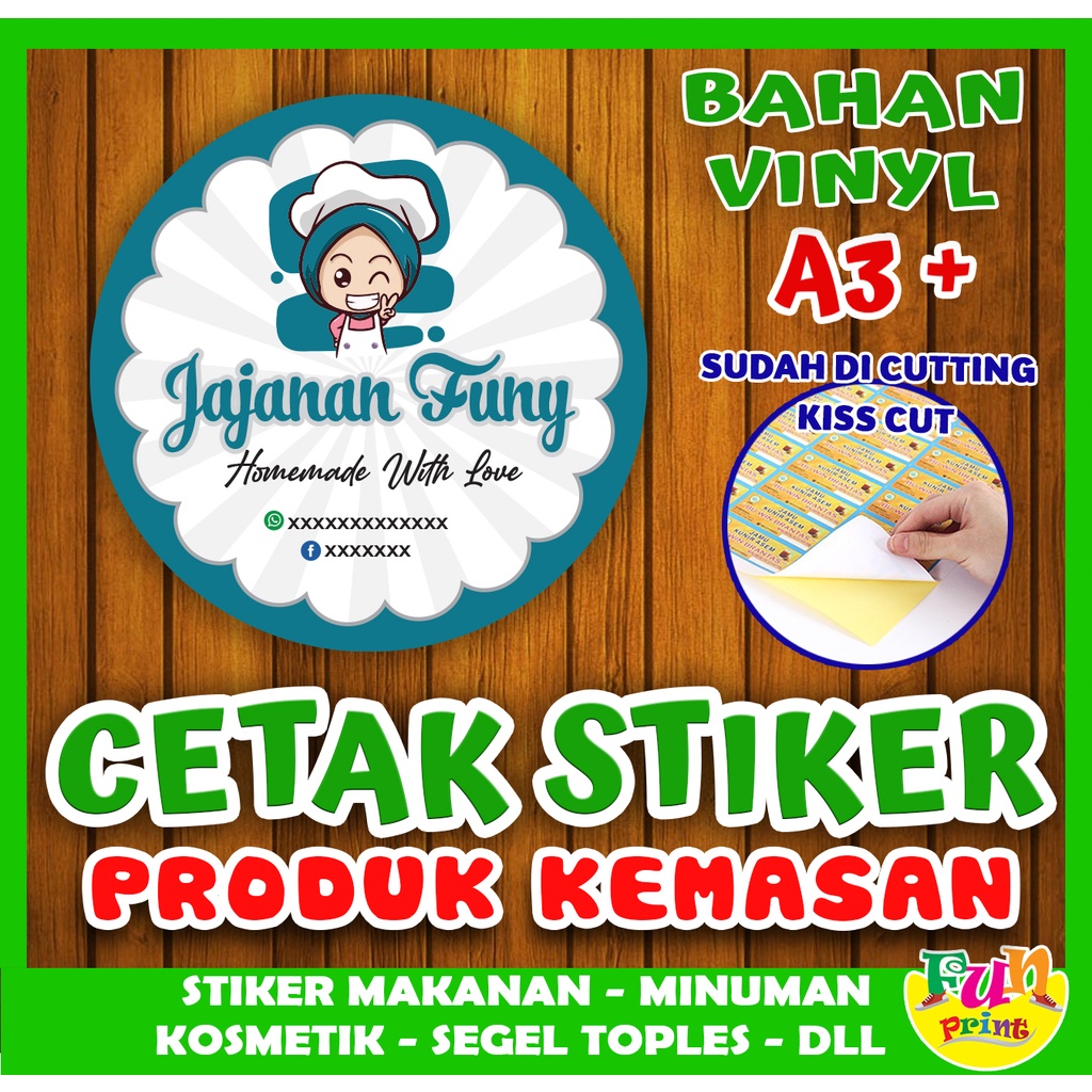

STIKER LABEL VINYL / STIKER LABEL KEMASAN / PRINT STICKER SEGEL CUTTING MAKANAN/CETAK SRIKER