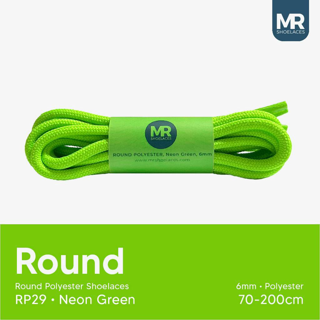 MR Shoelaces RP29 Neon Green (Hijau Menyala) Tali Sepatu Bulat Round Big 6mm Shoelaces 90cm 100cm 120cm 150cm 180cm-200cm Polyester